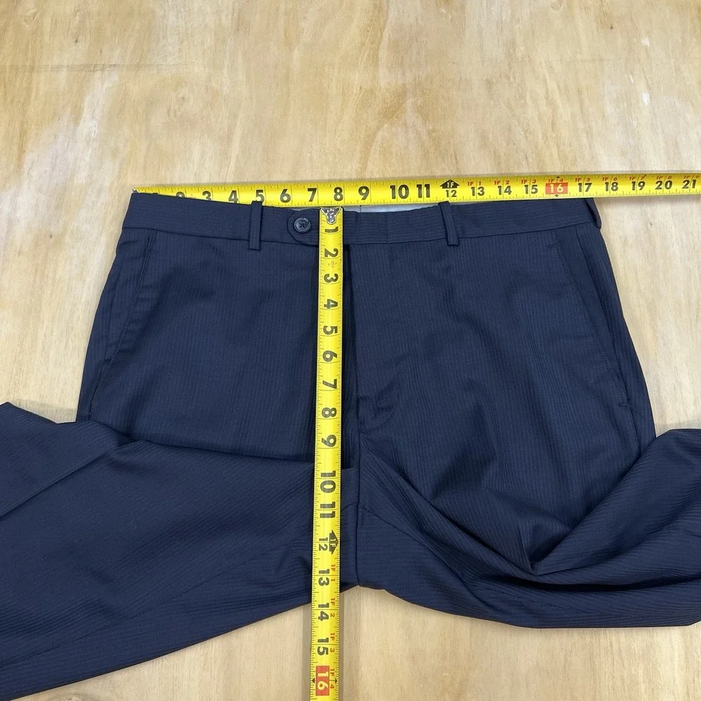 Peter Millar Suit Mens 40R Wool Pants 34x28 Pinstriped Dark Navy Striped